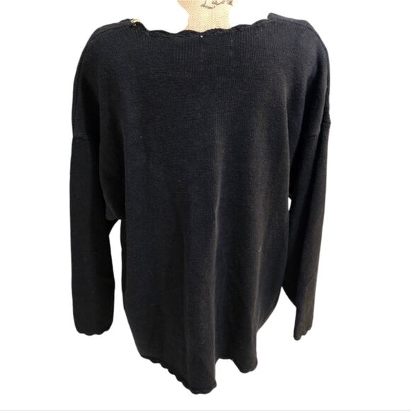 VINTAGE KATHIE LEE Black 3-D Beaded Embroidered Heavyweight Cardigan Sweater 22 - Picture 3 of 7